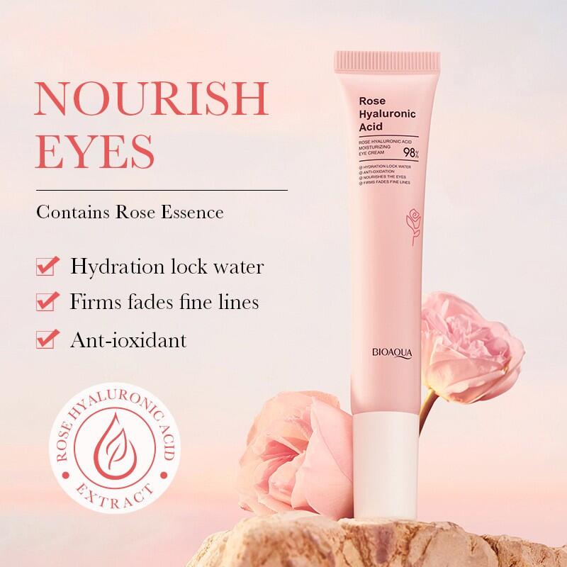 Contorno de Ojos Hidratante con Ácido Hialurónico y Rosa – 20g